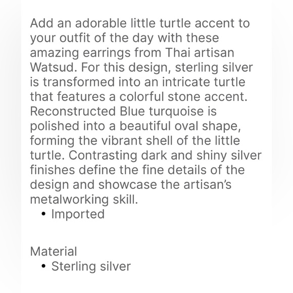 - NWT   925 Sterling Silver and blue turquoise Turtle stud earrings. - Picture 3 of 3